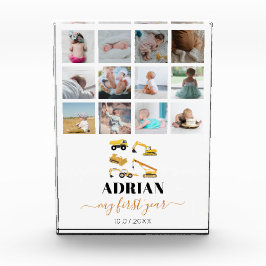 Bouw van vrachtwagens Baby Eerste jaar Foto collag