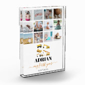 Bouw van vrachtwagens Baby Eerste jaar Foto collag (Links)