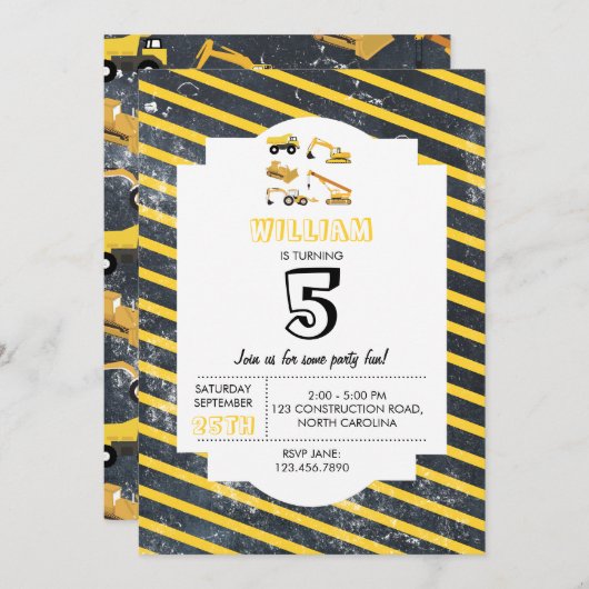 Bouw van vrachtwagens Birthday Kaart (Voorkant / Achterkant)