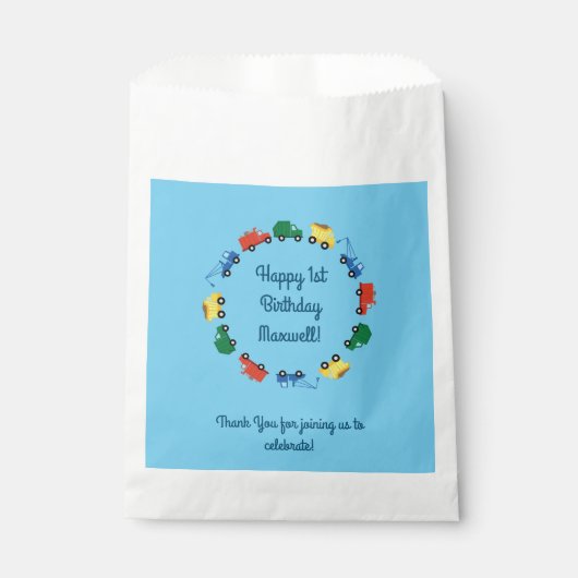 Bouw van vrachtwagens - Birthday Party Bedankzakje (Voorkant)