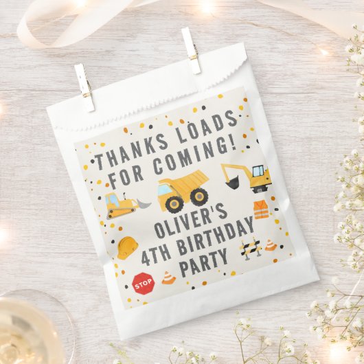 Bouw van vrachtwagens Birthday Party Bedankzakje (Geknipt)