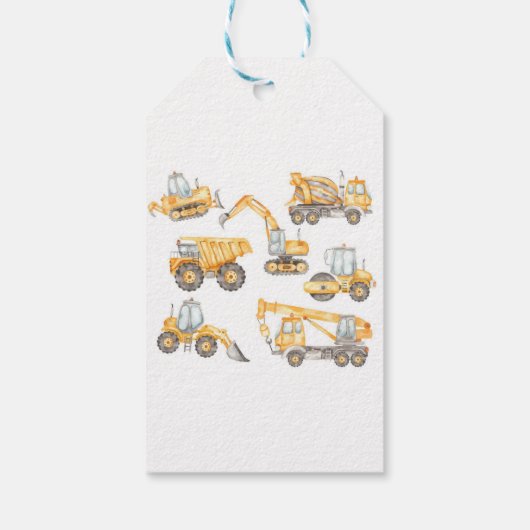 Bouw van vrachtwagens Birthday Party Cadeaulabel (Achterkant)