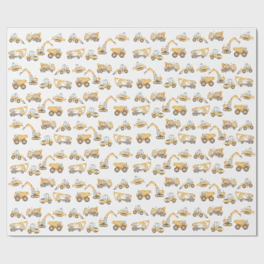 Bouw van vrachtwagens Birthday Party Cadeaupapier (Vlak)