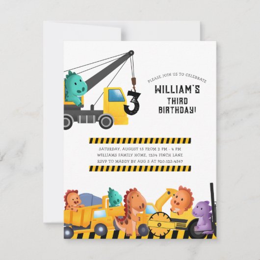 Bouw van vrachtwagens Birthday Party Kaart (Voorkant)