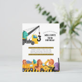 Bouw van vrachtwagens Birthday Party Kaart (Staand voorkant)