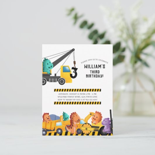 Bouw van vrachtwagens Birthday Party Kaart (Staand voorkant)