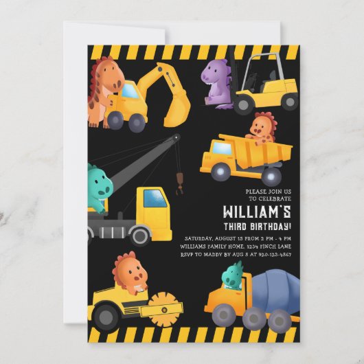 Bouw van vrachtwagens Birthday Party Kaart (Voorkant)