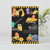 Bouw van vrachtwagens Birthday Party Kaart (Staand voorkant)