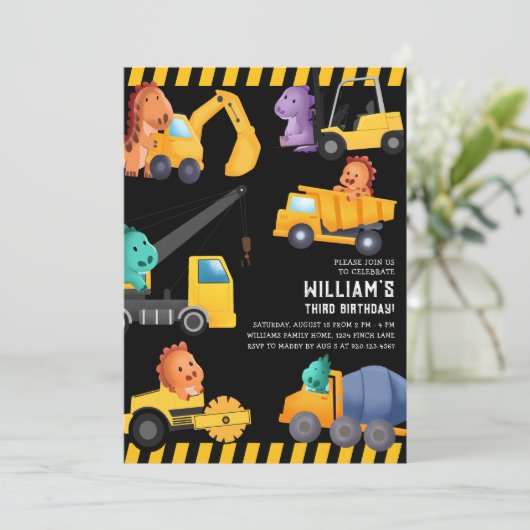 Bouw van vrachtwagens Birthday Party Kaart (Staand voorkant)