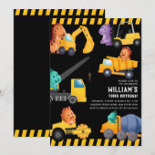 Bouw van vrachtwagens Birthday Party Kaart (Voorkant / Achterkant)