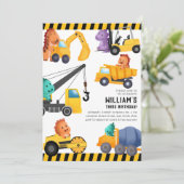 Bouw van vrachtwagens Birthday Party Kaart (Staand voorkant)