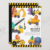 Bouw van vrachtwagens Birthday Party Kaart (Voorkant / Achterkant)