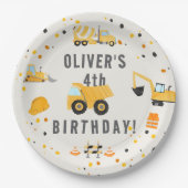 Bouw van vrachtwagens Birthday Party Papieren Bordje (Voorkant)