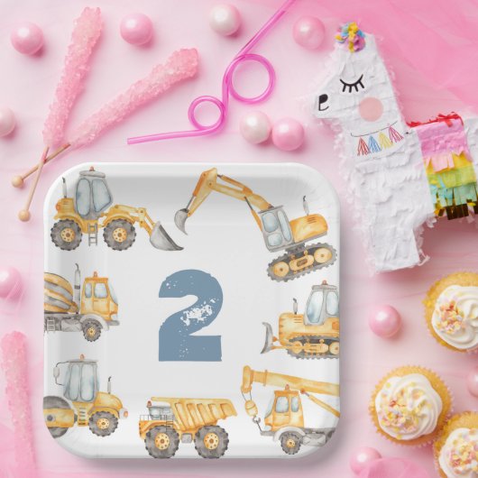 Bouw van vrachtwagens Birthday Party Papieren Bordje (Feest)