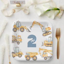 Bouw van vrachtwagens Birthday Party Papieren Bordje