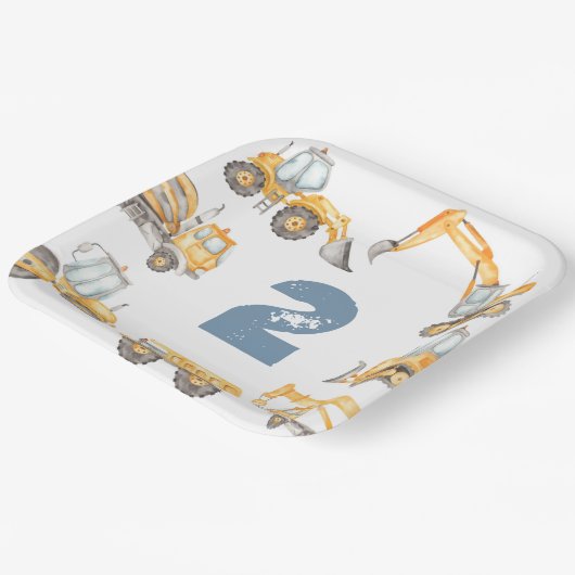 Bouw van vrachtwagens Birthday Party Papieren Bordje (Gebogen)