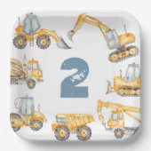 Bouw van vrachtwagens Birthday Party Papieren Bordje (Voorkant)