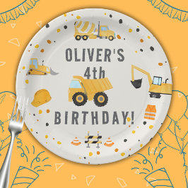 Bouw van vrachtwagens Birthday Party Papieren Bordje
