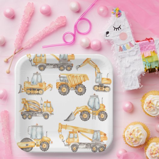 Bouw van vrachtwagens Birthday Party Papieren Bordje (Feest)