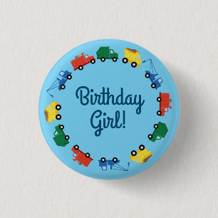 Bouw van vrachtwagens - Birthday Party Ronde Button 3,2 Cm