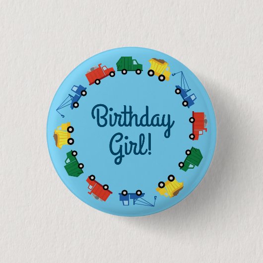 Bouw van vrachtwagens - Birthday Party Ronde Button 3,2 Cm (Voorkant)