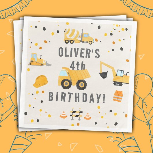 Bouw van vrachtwagens Birthday Party Servet
