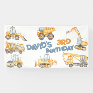 Bouw van vrachtwagens Birthday Party Spandoek
