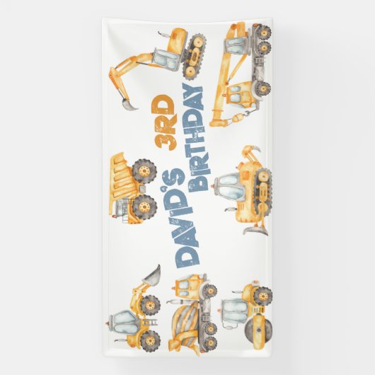 Bouw van vrachtwagens Birthday Party Spandoek (Verticaal)