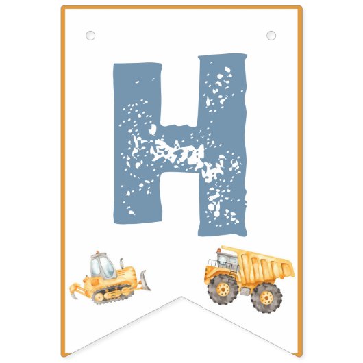 Bouw van vrachtwagens Birthday Party Vlaggetjes (Eerste vlag)