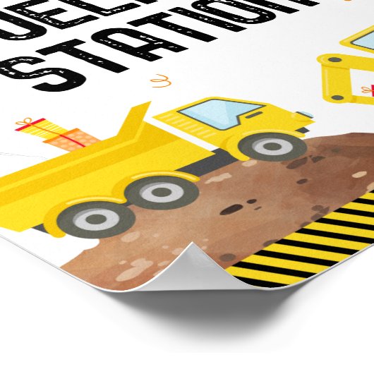 Bouw van vrachtwagens Brandstofstation Birthday Si Poster (Hoek)