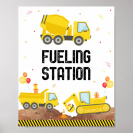 Bouw van vrachtwagens Brandstofstation Birthday Si Poster