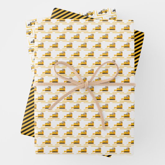 Bouw van vrachtwagens en Bulldozer Birthday Inpakpapier Vel (In situ)