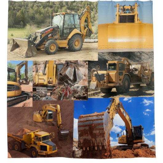 Bouw van vrachtwagens en tractoren douchegordijn (Voorkant)