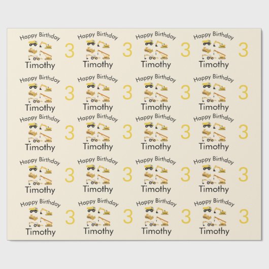 Bouw van vrachtwagens Naam & ouderdom Cadeaupapier (Vlak)