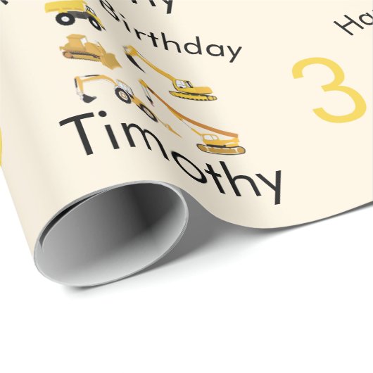 Bouw van vrachtwagens Naam & ouderdom Cadeaupapier (Rol Hoek)