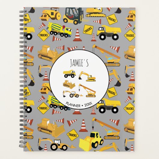 Bouw van vrachtwagens Patroon Kinder Planner (Voorkant)