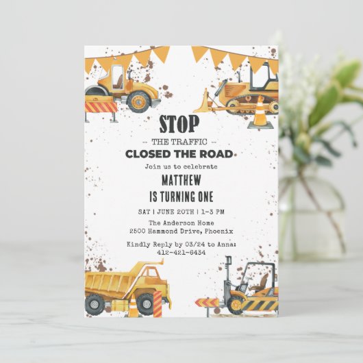 Bouw van vrachtwagens Thema Joint Birthday Kaart (Staand voorkant)