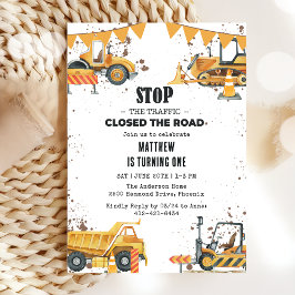 Bouw van vrachtwagens Thema Joint Birthday Kaart