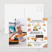 Bouw van vrachtwagens Theme Birthday Briefkaart (Voorkant / Achterkant)