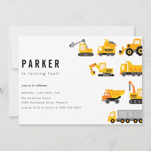 Bouw van vrachtwagens Theme Birthday Kaart (Voorkant)