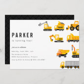 Bouw van vrachtwagens Theme Birthday Kaart (Voorkant / Achterkant)