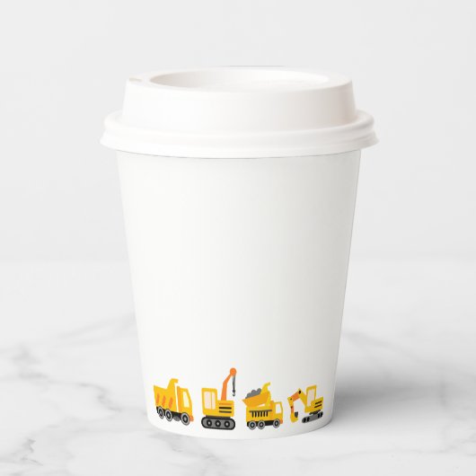 Bouw van vrachtwagens Theme Birthday Papieren Bekers (Achterkant)