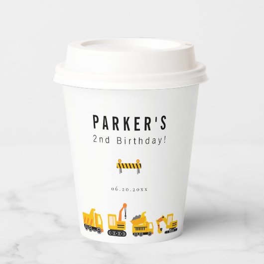 Bouw van vrachtwagens Theme Birthday Papieren Bekers (Voorkant)