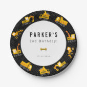 Bouw van vrachtwagens Theme Birthday Papieren Bordje (Voorkant)