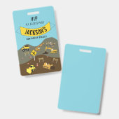 Bouw van vrachtwagens Theme Birthday Party Badge (Voor- en achterkant)