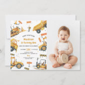 Bouw van vrachtwagens Theme Birthday Party Kaart (Voorkant)