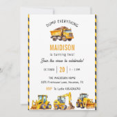 Bouw van vrachtwagens Theme Birthday Party Kaart (Voorkant)