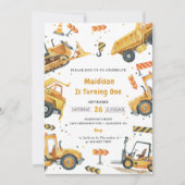 Bouw van vrachtwagens Theme Birthday Party Kaart (Voorkant)