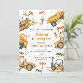 Bouw van vrachtwagens Theme Birthday Party Kaart (Staand voorkant)