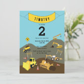 Bouw van vrachtwagens Theme Birthday Party Kaart (Staand voorkant)